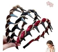 3/6 Pack Retro High Skull Pearl Headband, Headbands for Women with Pearl Decoration, Show Hair Looks Thicker and Wave Feeling (3Pack-Gold)