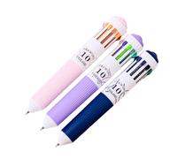 3/6 Uds Bolígrafo 10 colores en 1 punta de 0, 8 MM bolígrafo multicolor retráctil para diario diario tomar notas dibujo para estudiantes