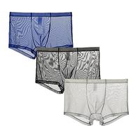 3/6 Uds. Calzoncillos Transparentes de Seda de Hielo para Hombre, Boxer, Ropa Interior Transpirable, Boxer Fresco para Hombres (L,3pcs-C)