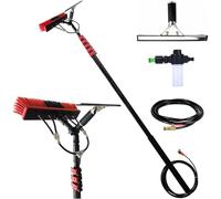 3.610.8M Pértiga Extensible Para Limpieza De Ventanas Con Cepillo Telescópico Alimentado Por Agua. Kit De Lavado De Equipos De Limpieza De Ventanas: Cepillo, Rasqueta Y Dispensador De Jabón Para Vent