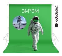 3 * 6M Fondos para Fotografia, Green Screen, Bolsa de Varilla con 4 Clips y Bolsa de Almacenamiento, Adecuado para Estudios de Fotografía, Sistemas de Fondo Video, Fotografía de Moda