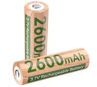 3,7 V Batería Li Recargable 2600mAh 2PCS, Potencia Duradera con más de 1000 Ciclos de Carga - con Botón Superior para Linternas, Faros Frontales, Juguetes y Mucho Más