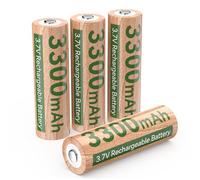 3,7 V Batería Li Recargable 3300mAh 4PCS, Potencia Duradera con más de 1000 Ciclos de Carga - con Botón Superior para Linternas, Faros Frontales, Juguetes y Mucho Más