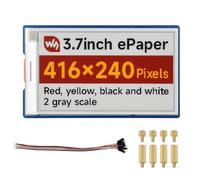 3.7inch e-Paper Hat+ Display (G), E-Ink Screen, 416x240 Resolution, Red/Yellow/Black/White, SPI Interface, Compatible with Raspberry Pi, Jetson Nano, Arduino, STM32, ESP32