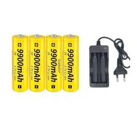 3.7V 9900mAh Batería Recargable De Iones De Litio con Cargador, Compatible con Linternas, Linternas Frontales, Ventiladores, Máquinas De Afeitar, Micrófonos, Etc.(4pc)