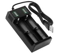 3.7V Cargador de Batería para 18650 26650 26500 21700 14500 18500 16340 20700, 2 Ranuras Cargador de Pilas Recargables, 3.7V Carga rápida de Batería Universal con Cable USB