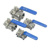 3/8" 1/2" 3/4" 1" 1-1/4" 1-1/2" 2" 304 Stainless Steel Three-Way Ball Valve Internal Thread Water Pipe Welding Valve Switch DN15 1pcs(3/4")