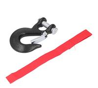 3/8in Clevis Safety Hook, Heavy Duty Steel Forged Clevis Hook with Spring Loaded Safety Latch, 18000lbs Ultimate Load Capacity Anti Rust Chain Grab Hook for Trailer Towing Off Road (Black)