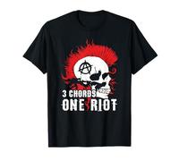 3 Acordes One Riot Punk Skull con Anarchy Mohawk Camiseta
