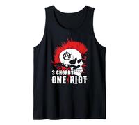 3 Acordes One Riot Punk Skull con Anarchy Mohawk Camiseta sin Mangas