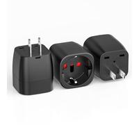 3 adaptadores de viaje tipo A a Schuko tipo F, enchufe de viaje UE negro 10 A 250 V, adaptador de viaje para Estados Unidos, Canadá, México, Japón, Taiwán, apto para Alemania, España, Italia, Suiza