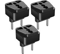 3 adaptadores de viaje universales a la UE, Estados Unidos a la UE, adaptador de viaje de viaje en todo el mundo, universal macho a 2 pines (4 mm), adaptador alemán para casa, oficina, viajes, color
