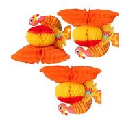 3 adornos de globos de pavo de panal de abeja para decoración de mesa de cosecha de otoño para festival de Acción de Gracias, fiesta, hogar, granja, centros de mesa de Acción de Gracias