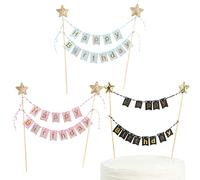 3 Adornos Para Tartas De Cumpleaños, Insertos Para Tartas Con Bandera, Decoraciones Para Fiestas De Cumpleaños, Decoraciones Para Bodas
