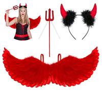 3 alas de ángel rojo, 60cm diablo alas, piezas traje de ángel