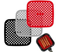 3 alfombrillas de silicona para freidora de aire caliente, forros reutilizables para freidora de aire