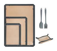 3 Alfombrillas de Silicona Reutilizables 60CM/40CM/40CM, Papel Antiadherente para Horno y Microondas, Sin BPA y Aptas para Lavavajillas para Galletas Pizza Pan, Nuevo Diseño con Bordes
