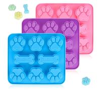 3 alfombrillas para hornear galletas para perros, galletas de perro y hueso, alfombrilla para chocolate, dulces, gelatina, cubitos de hielo, perros tratados con forma de pata de perro y hueso