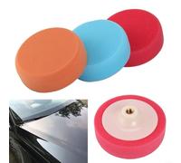 3 almohadillas de esponja de pulido de automóvil para cabezales de pulido M14 de 150 mm, fregona de espuma suave para detalles del vehículo, reutilizable y lavable (azul, naranja, rojo)