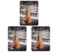 3 ambientadores de coche con diseño de violín y piano, tarjetas perfumadas, lindas tarjetas aromáticas blancas, de larga duración, para mujeres y hombres, ambientador natural con cordón para