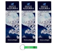3 ambientadores Felce Azzurra con varillas Fiori di Luna - Difusor a Bastoncini - Aroma de flores de luna 120 ml + llavero Beni Culinari gratis