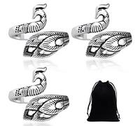 3 Anillos de Ganchillo y 1 Bolsa de Almacenamiento, Anillo de Tejer de Pavo Real Abierto, Anillo de Dedo de Ganchillo Ajustable, Accesorios de Ganchillo a Mano, Herramientas de Costura