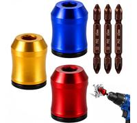 3 Anillos Magnéticos para Puntas de Destornillador con 3 Puntas PH2, Soporte Magnético de Tornillos 1/4 6,35 mm, Portapuntas Extraíble para Taladro, Atornillador, Bricolaje y Reparación