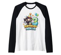 3 años cumpleaños Ninja Boys 3rd Tercera Fiesta Infantil Camiseta Manga Raglan