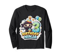 3 años cumpleaños Ninja Boys 3rd Tercera Fiesta Infantil Manga Larga