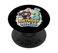 3 años cumpleaños Ninja Boys 3rd Tercera Fiesta Infantil PopSockets PopGrip Adhesivo