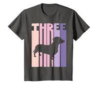 3 Años Cumpleaños Retro Perro Salchicha Chicas Niña Camiseta, Niños, Asfalto, 2 años