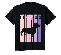 3 Años Cumpleaños Retro Perro Salchicha Chicas Niña Camiseta, Niños, Negro, 3 años