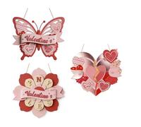 3 Artículos Letreros Colgantes de Madera con Temas de Emoción Diseños de Corazón Grabados a Mano para Sala de Estar Mejoras de Oficina y Patio Cubierta de Pared de Madera para Amantes