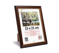 3-B BARI RUSTIC Marco de Foto - marrón oscuro/oro - 15x21 cm (A5) marco para fotos de madera exótica con cristal acrílico