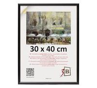 3-B Marco de Foto COMO RUSTIKAL - negro/plata - 30x40 cm - marco para fotos de madera con cristal acrílico