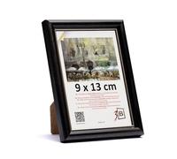 3-B Marco de Foto COMO RUSTIKAL - negro/plata - 9x13 cm - marco para fotos de madera con cristal acrílico