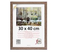 3-B Marco de Foto HIT - marrón oscuro (nogal con veteado óptico) - 30x40 cm - marco para fotos de madera con cristal acrílico