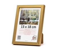 3-B Mega - Marco de fotos (madera, 13 x 18 cm, cristal acrílico), color dorado