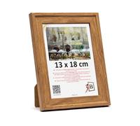 3-B SALO Marco de fotos - Marrón (Roble con veta de madera óptica) - 13 x 18 cm - Marco de madera, marco para fotos, marco para retratos con vidrio acrílico