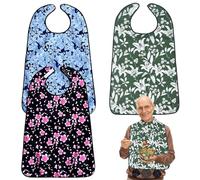 3 baberos para adultos, baberos para adultos con Crumb Catcher, protector de ropa para adultos para mujeres mayores, hombres o cualquier persona que haya perdido habilidades motoras