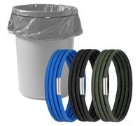 3 bandas elásticas de goma para cubo de basura, 140 cm de perímetro natural, 280 cm de elasticidad máxima, correas de fijación azules para asegurar bolsas y organización del hogar