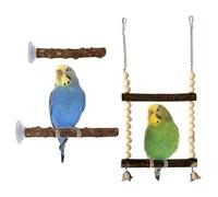 3 barras de madera para pájaros, juego de perchas naturales con ventosa, pájaro, cuerda de cáñamo, columpio, jaula de pájaros, accesorios para pájaros, periquitos, cacatúas, canarios