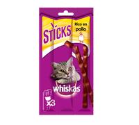 3 barritas Whiskas Sticks Snacks Pollo para Gatos
