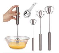 3 Batidor Automático Simple - Batidor Semiautomático de Acero Inoxidable para Mezclar, Batir y Espumar en Cocinas, 10+12+14 in, con Separador de Huevos