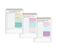 3 blocs de notas para profesores, 50 hojas sin fecha, lista de verificación diaria de 5.5 x 8.3 pulgadas, encuadernación de doble alambre, planificación del aula
