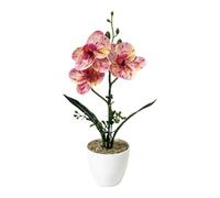 3-Bloom Artificial Phalaenopsis Orchid in White Pot - Planta artificial realista