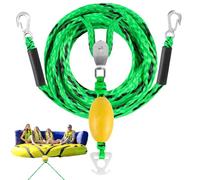 3м Boat Tow Harness Rope with Double Stainless Steel Hooks - Heavy-Duty Water Sports Towing Connector with Float & Pulley for Tubes, Skis & Up to 4 Riders