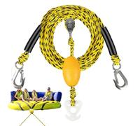 3м Boat Tow Harness Rope with Double Stainless Steel Hooks - Heavy-Duty Water Sports Towing Connector with Float & Pulley for Tubes, Skis & Up to 4 Riders
