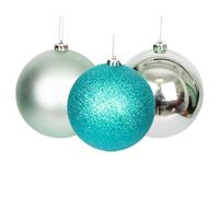 3 Bolas de Navidad irrompibles de 15 cm, Color Turquesa, decoración de árbol de Navidad, Bolas de Adornos de Navidad, Decoraciones Colgantes de Navidad, decoración de Vacaciones, Brillante, Mate,