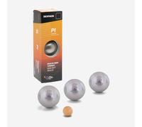 3 BOLAS DE PETANCA DE COMPETICIÓN SEMIBLANDAS PI ACERO INOX 75 MM 710S